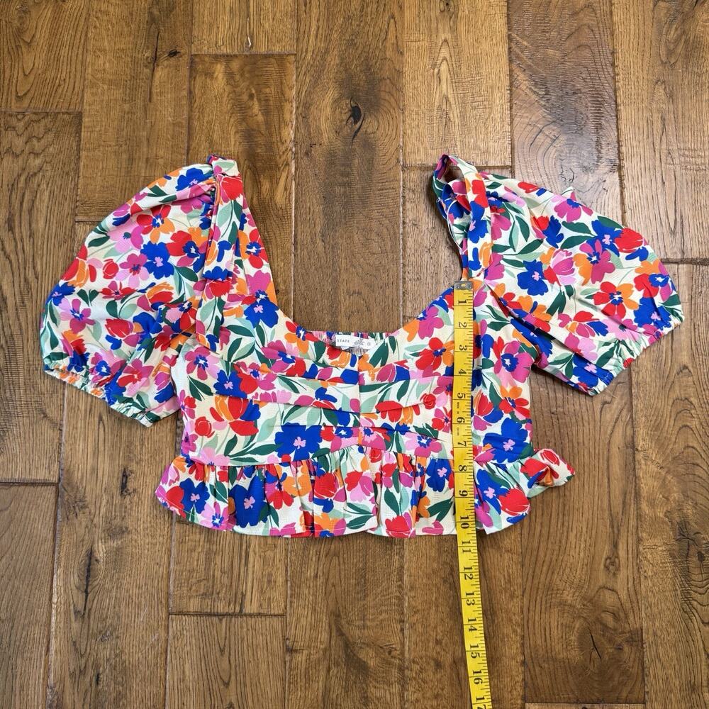 NWT Altar'd State Floral Puff Sleeve Crop Top Shirt Women's Size Small S - Picture 4 of 8